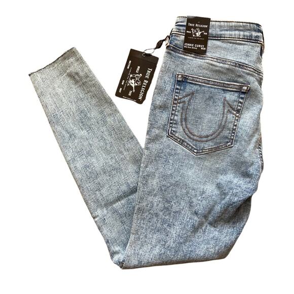 TRUE RELIGION JENNIE CURVY MID-RISE SKINNY JEANS IN WASHED VINTAGE SIZE 29x28 - Picture 4 of 12